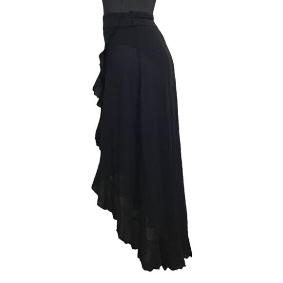 9Seed Resort Black High Low Ruffle Wrap Skirt Size Small - Picture 5 of 12